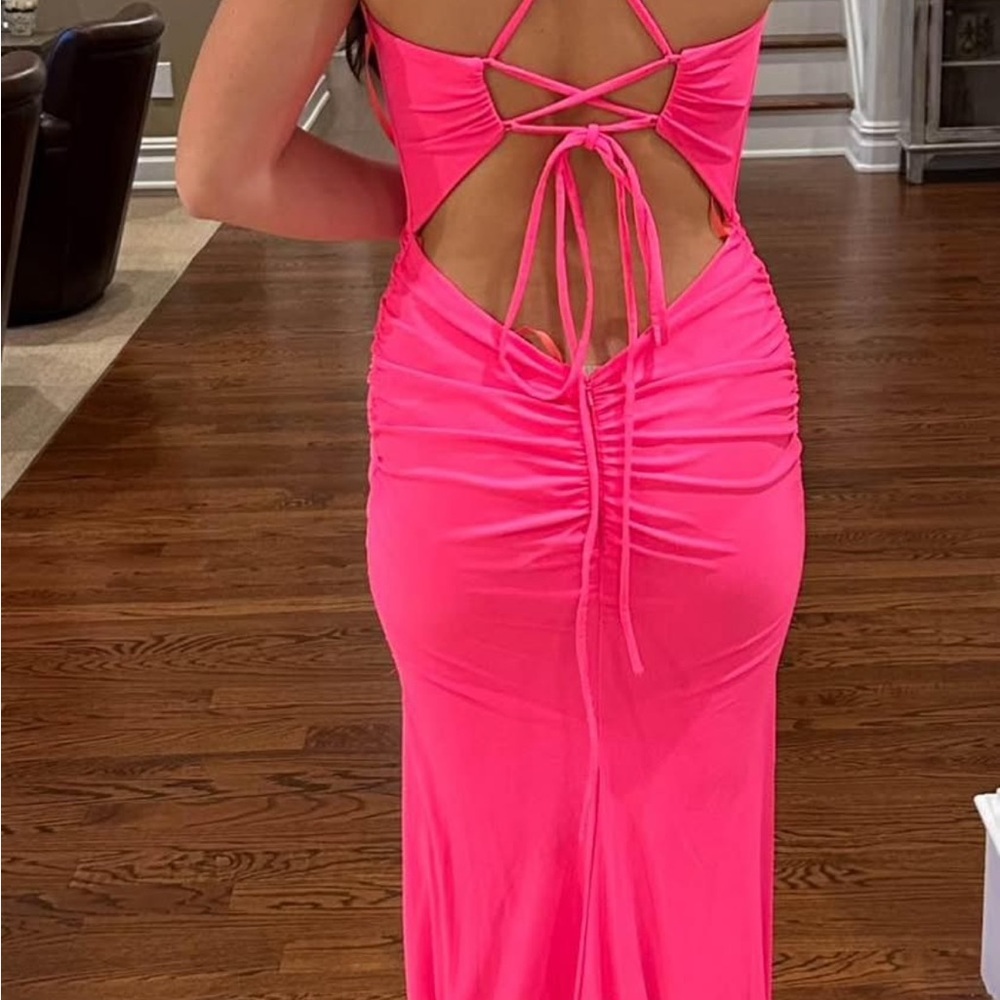 La Femme Hot Pink Prom Dress